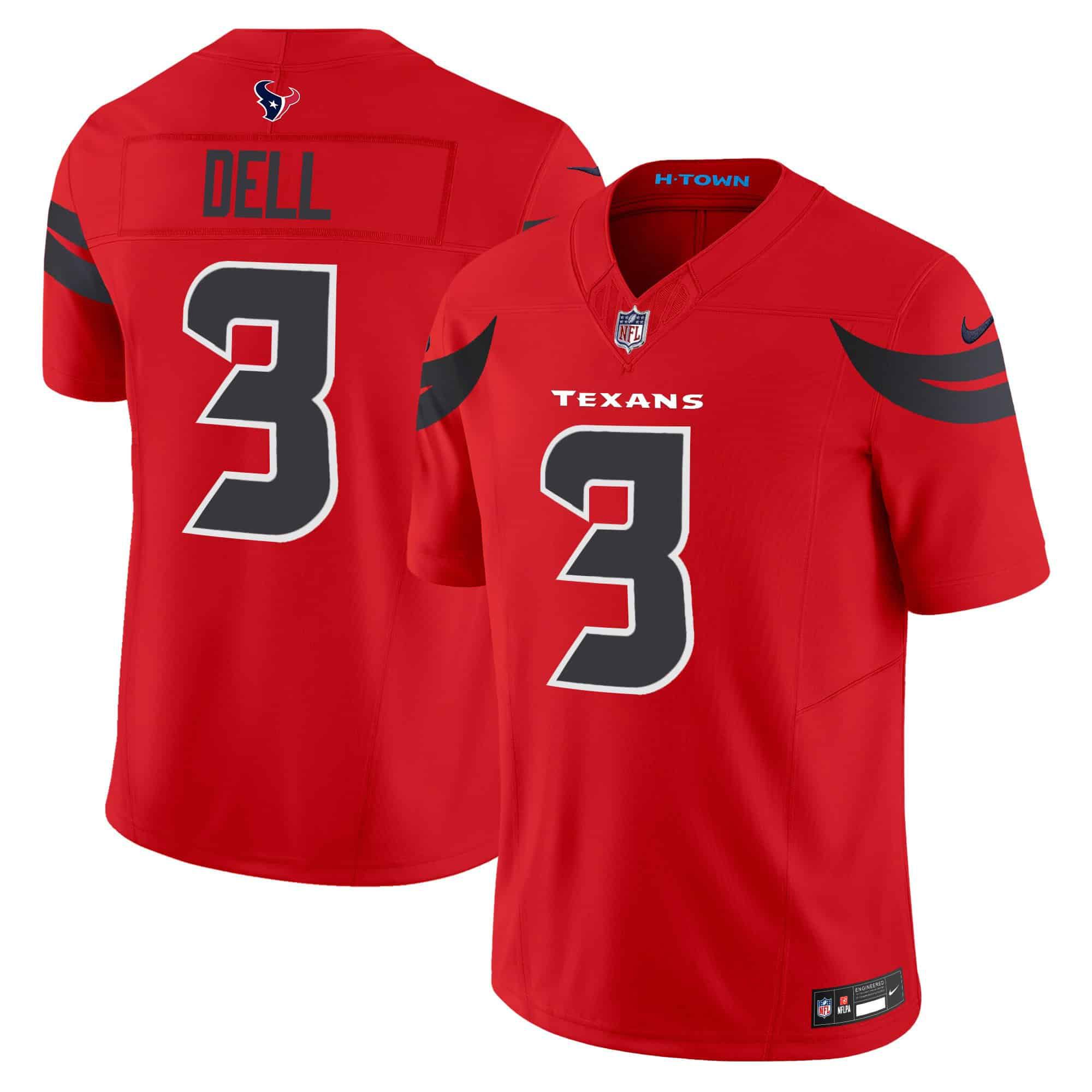 Men Houston Texans #3 Dell Red 2024 Nike Vapor Limited NFL Jersey
